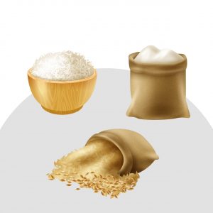 Rice flour, wheat flour and Maida flour